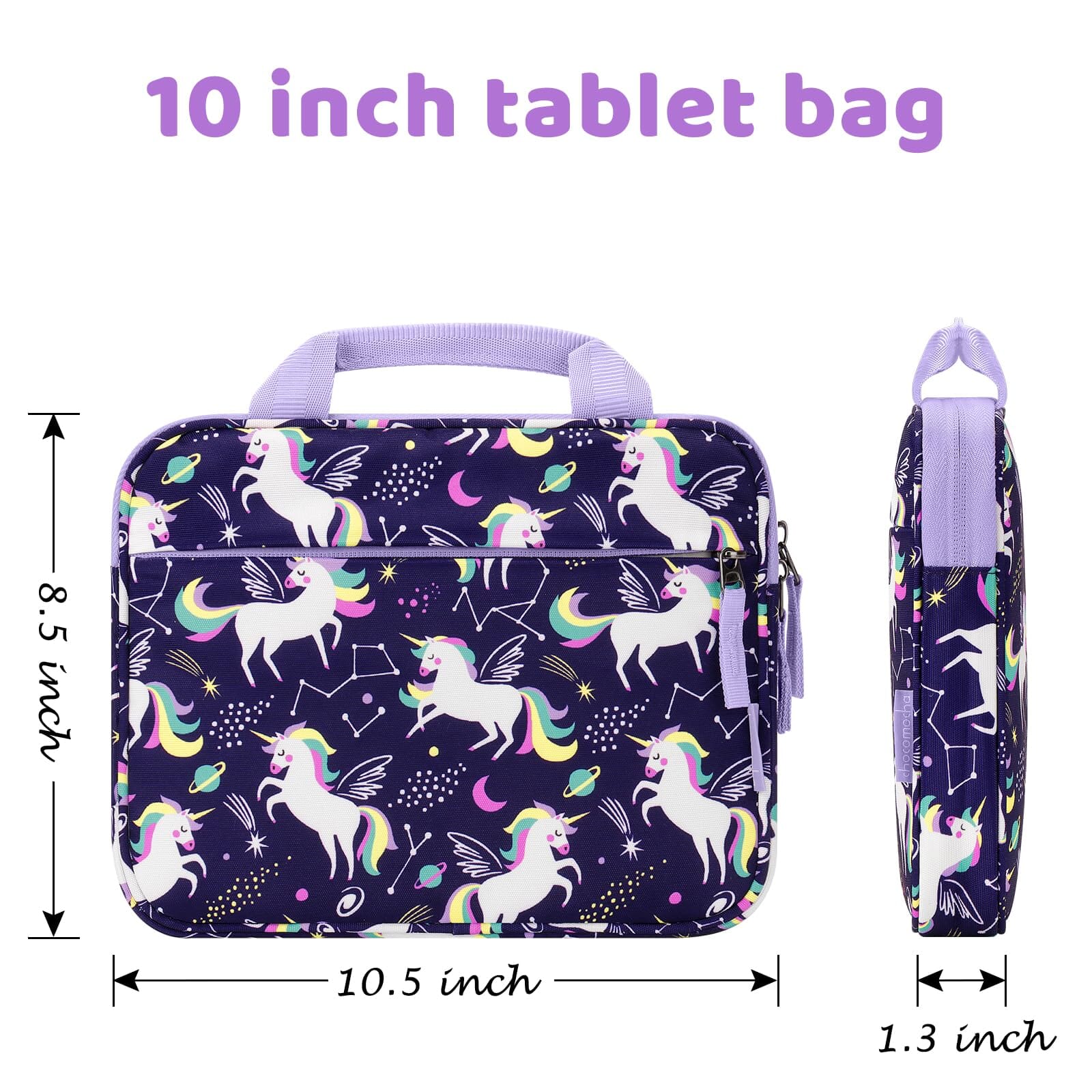 Choco Mocha 11 Inch Kids Tablet Sleeve Bag for Girls, Kids Tablet Carrying Case for Fire 7, Fire HD 8 Tablet, Kindle Kids Edition, iPad, Unicorn, Purple chocomochakids 