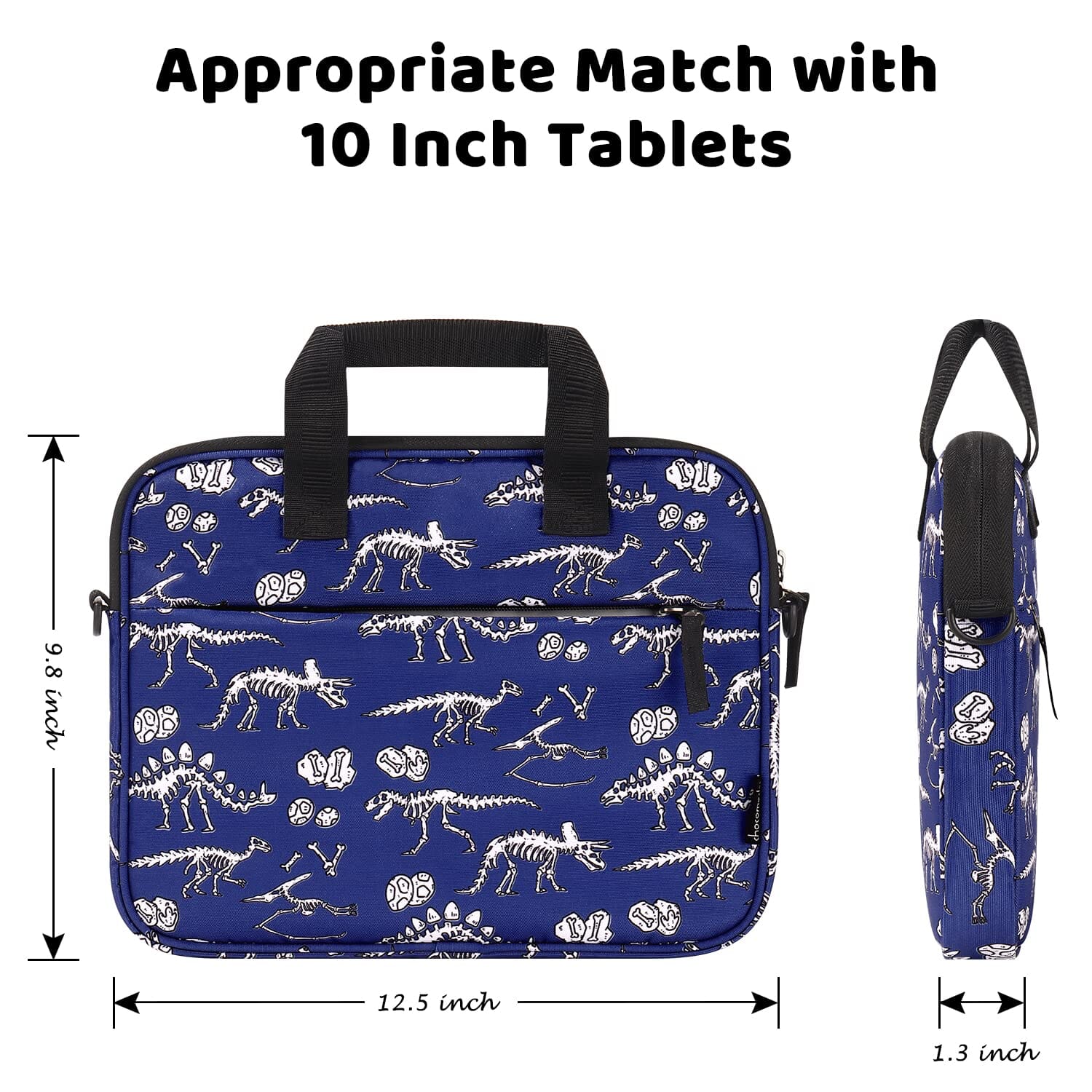 Choco Mocha 12.5 Inch Kids Dinosaur Tablet Sleeve Bag for Boys, Kids Tablet Carrying Case for Fire HD 10, Fire 7, Fire HD 8, Fire 10 Tablet, Kindle Kids Edition, Apple iPad, Navy chocomochakids 