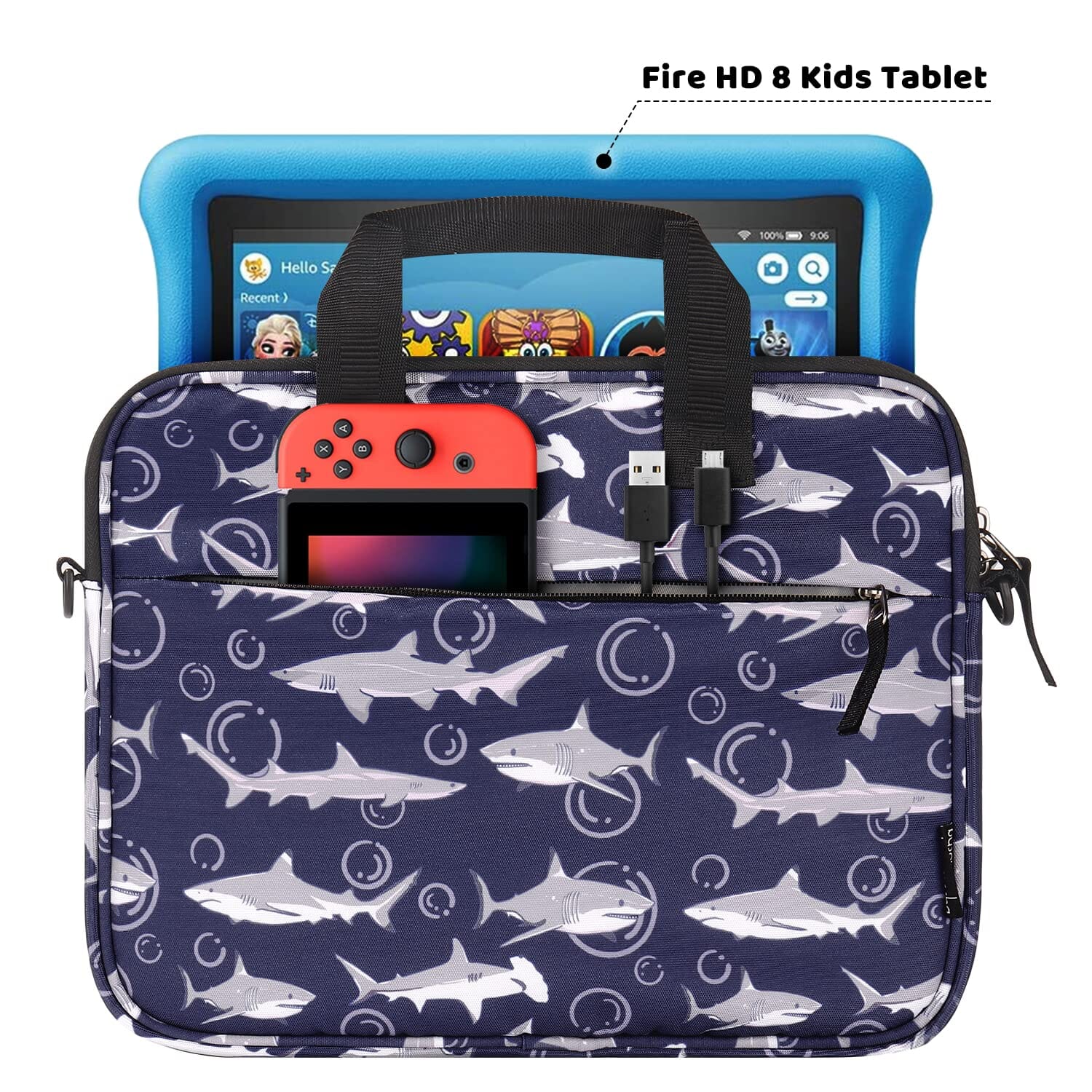 Choco Mocha 12.5 Inch Kids Tablet Sleeve Bag for Boys,Kids Tablet Carrying Case for Fire HD 10, Fire 7, Fire HD 8, Fire 10 Tablet, Kindle Kids Edition, Apple iPad, Navy chocomochakids 