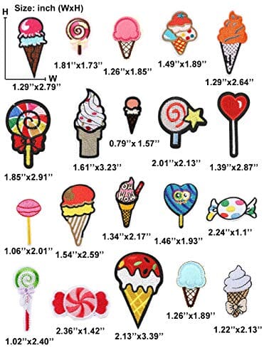 Choco Mocha 20PCS Ice Cream Iron On Patch for Clothing Small Iron On Patches for Girls Embroidery Decorative Sewing Appliques for Kids Pants Jeans Clothes, Ice Cream chocomochakids 