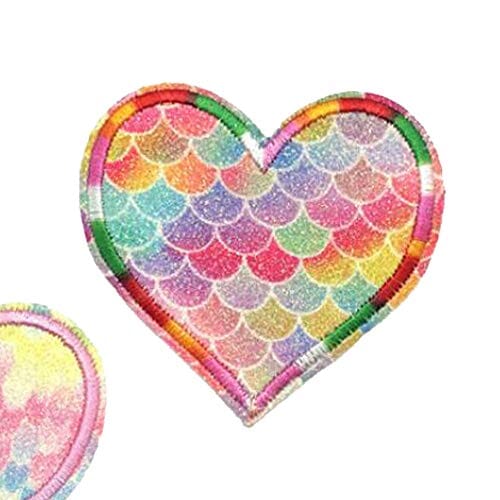 Choco Mocha 9CS Rainbow Hearts Iron On Patch for Clothing Iron On Patches for Girls Decorative for Kids Jeans Clothes, Mermaid Hearts chocomochakids 