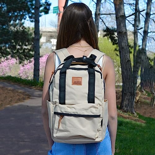 Choco Mocha Beige Backpack for Teen Girls, Travel Middle School Backpack for Girls High School College Bookbag 16 Inch chocomochakids 