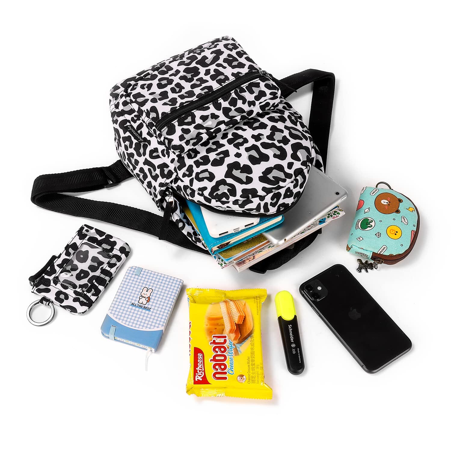 Choco Mocha Black Small Backpack for Girls and Women Teen, Kids Mini Backpack Purse Cute Little Girls Backpack School Travel Bookbag, Snow Leopard chocomochakids 