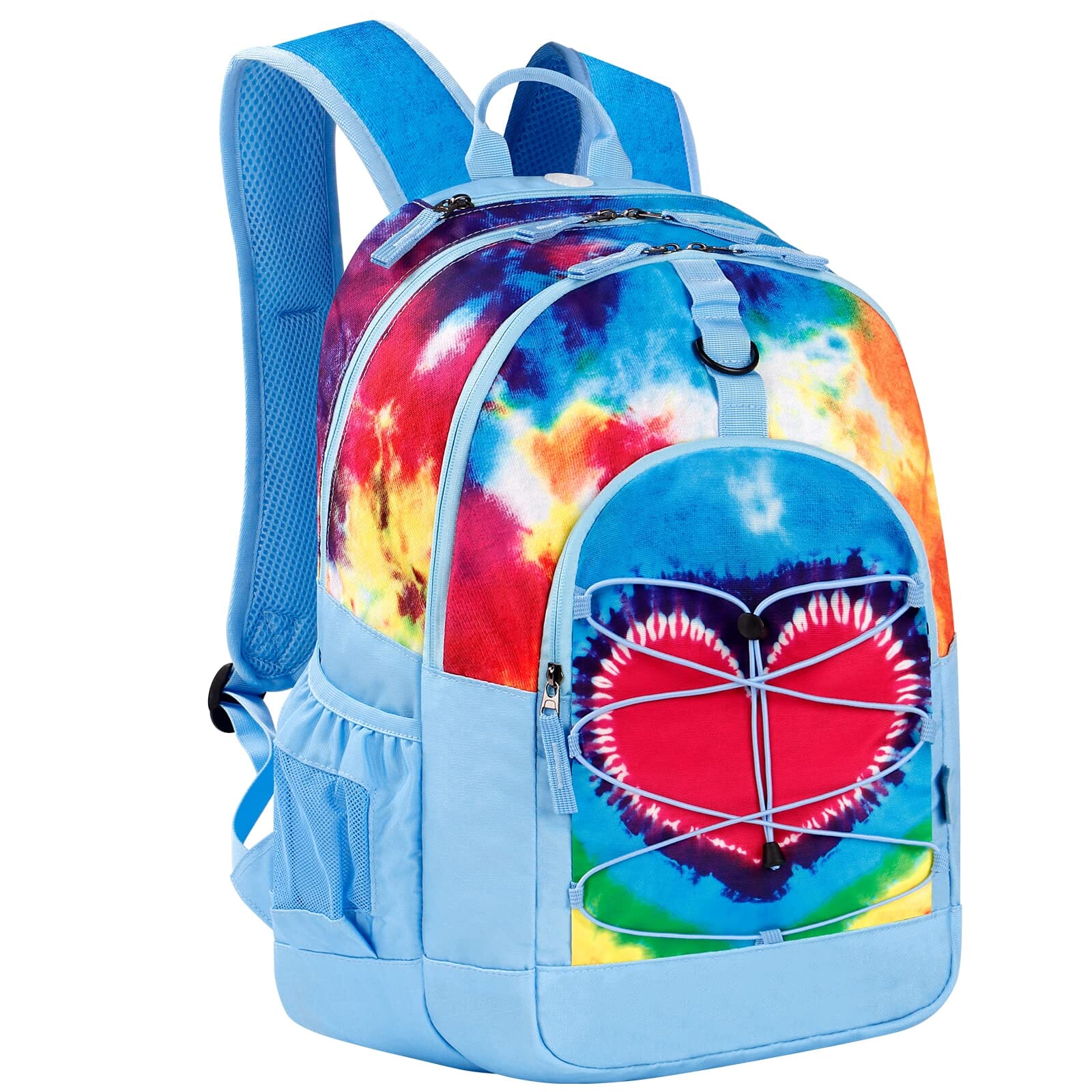 Choco Mocha Blue Backpack for Teen Girls, Travel School Backpack for Kids Middle School Large Bookbag 18 Inch, Tie Dye chocomochakids 