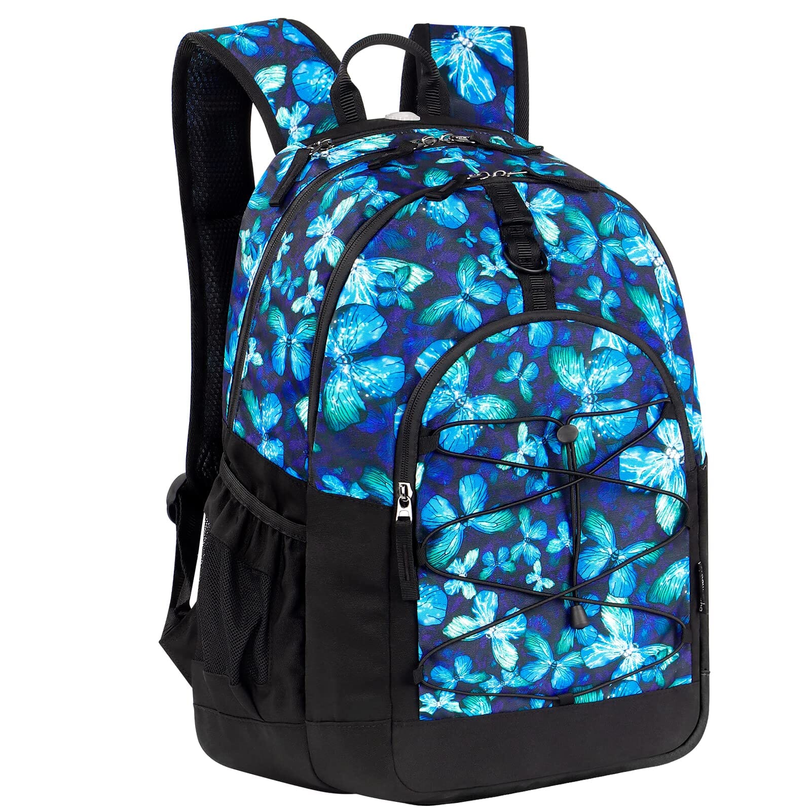 Choco Mocha Butterfly Backpack for Teen Girls, Travel School Backpack for Girls Middle School Large Bookbag 18 Inch, Black chocomochakids 