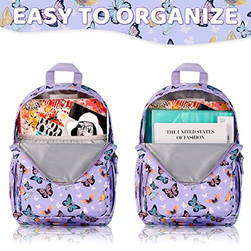 Choco Mocha Butterfly Kids Backpack for Girls Travel School Backpack 17 Inch, Purple chocomochakids 