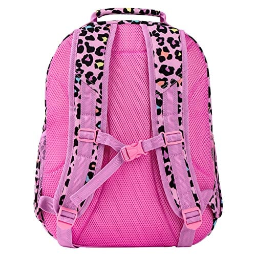 Choco Mocha Cheetah Backpack for Girls Backpack Elementary School Backpack for Kids Backpacks for Girls 17 inch Backpack for Girls 2nd 3rd Grade Leopard Bookbag School Bag 6-8 with Chest Strap Pink chocomochakids 