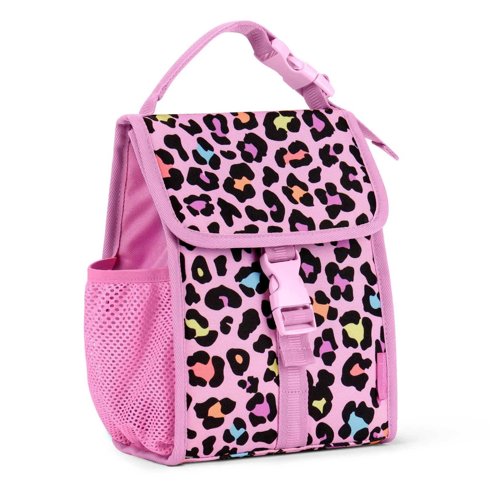 Choco Mocha Cheetah Lunch Box for Girls Preschool Elementary Daycare, Reusable Insulated Girls Lunch Bag with Water Bottle Holder for Kids Toddler Travel, Leopard Pink chocomochakids 