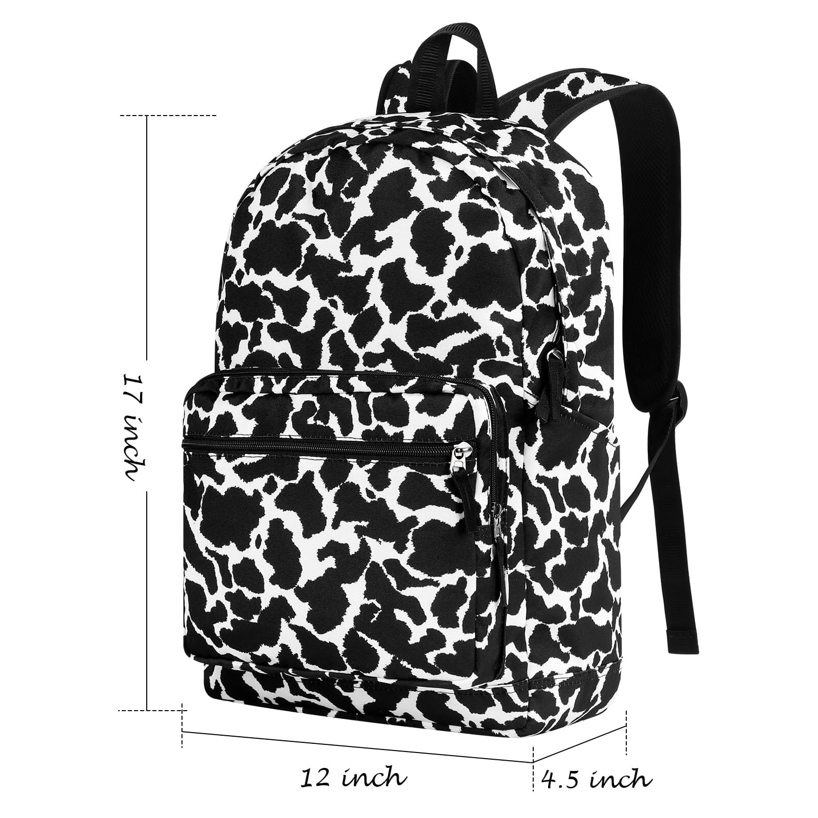Choco Mocha Cow Print Backpack for Girls Travel School Backpack 17 Inch, Black chocomochakids 