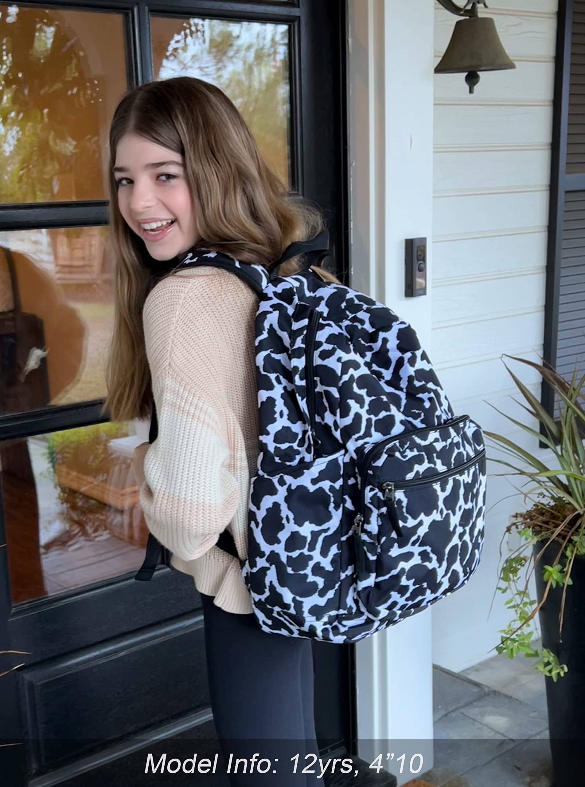 Choco Mocha Cow Print Girls Sling Bag for Kids Travel Hiking Sling Bag for Teen Girls One Strap, Black chocomochakids 