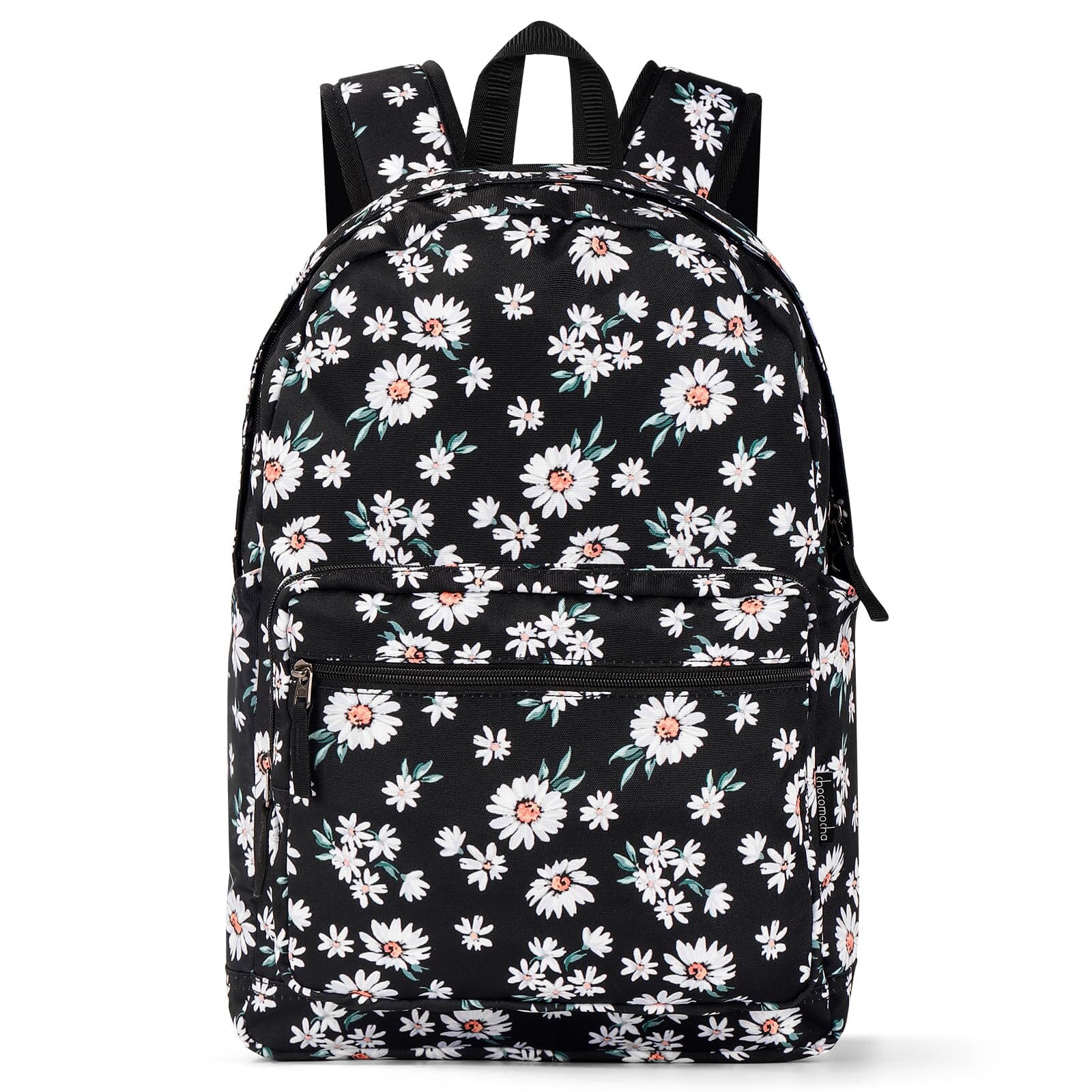 Choco Mocha Daisy Backpack for Girls Travel School Backpack 17 Inch, Black chocomochakids 