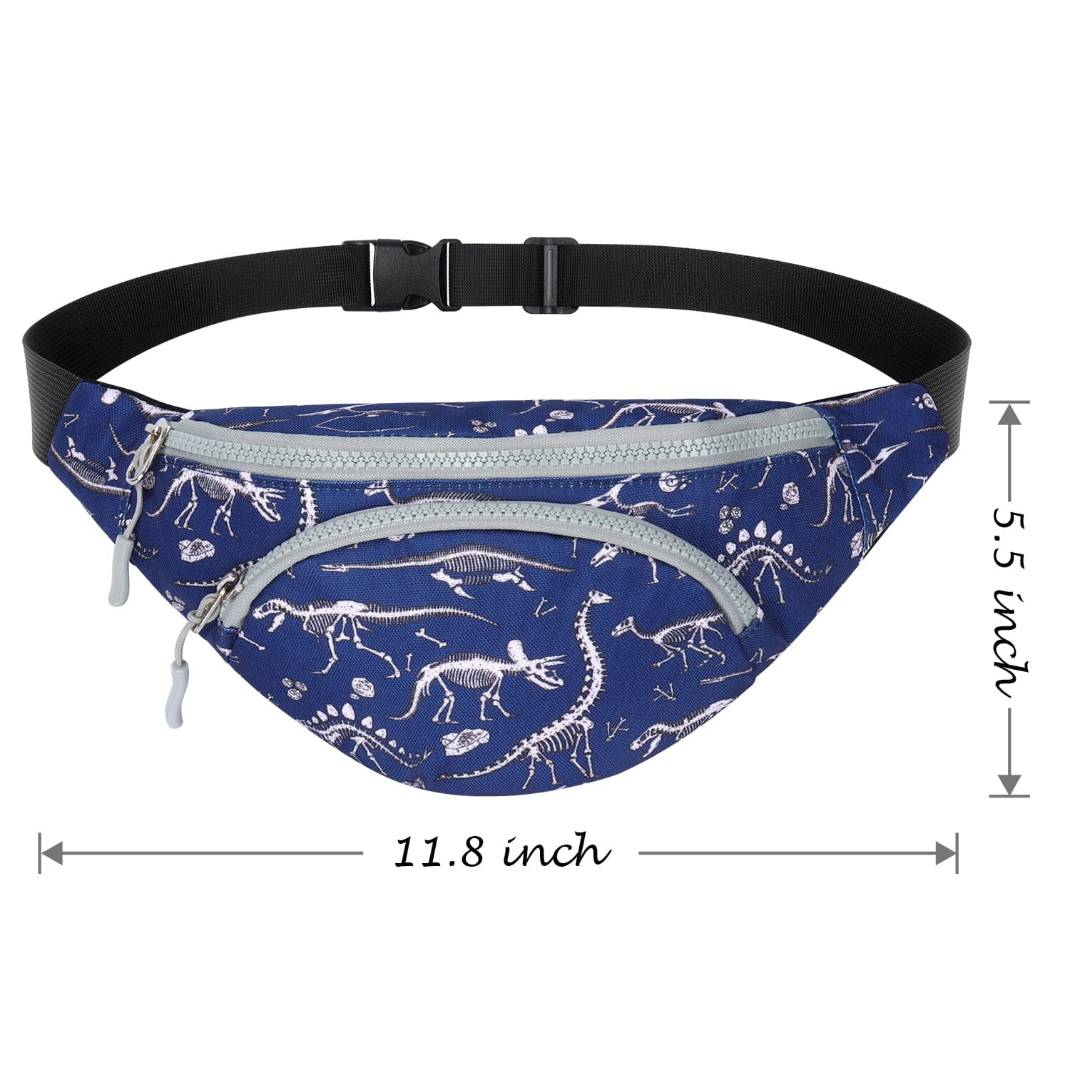 Choco Mocha Dinosaur Fossil Kids Fanny Pack for Toddler Boys, Children Size Blue Waist Pack 11.8*5.5 inches fanny pack chocomochakids 