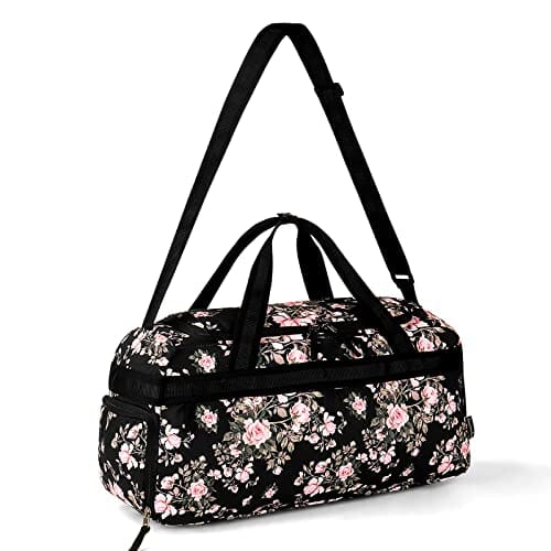 Choco Mocha Floral Girls Duffle Bag for Teen, Travel Overnight Bag for Kids Weekender Duffel, Black chocomochakids 