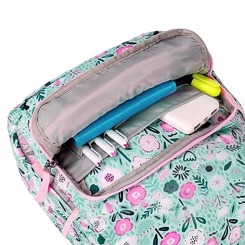 Choco Mocha Floral Kids Backpack for Girls Travel School Backpack 17 Inch, Green chocomochakids 