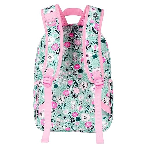 Choco Mocha Floral Kids Backpack for Girls Travel School Backpack 17 Inch, Green chocomochakids 