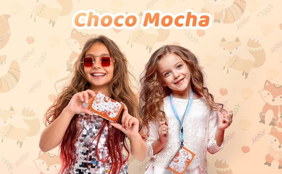 Choco Mocha Fox Kids Wallets for Girls Ages 5-7 6-8 9-12, Little Girls Velcro Wallets with Lanyard Gift Box, Christmas Gift for Kids Girls, Orange chocomochakids 