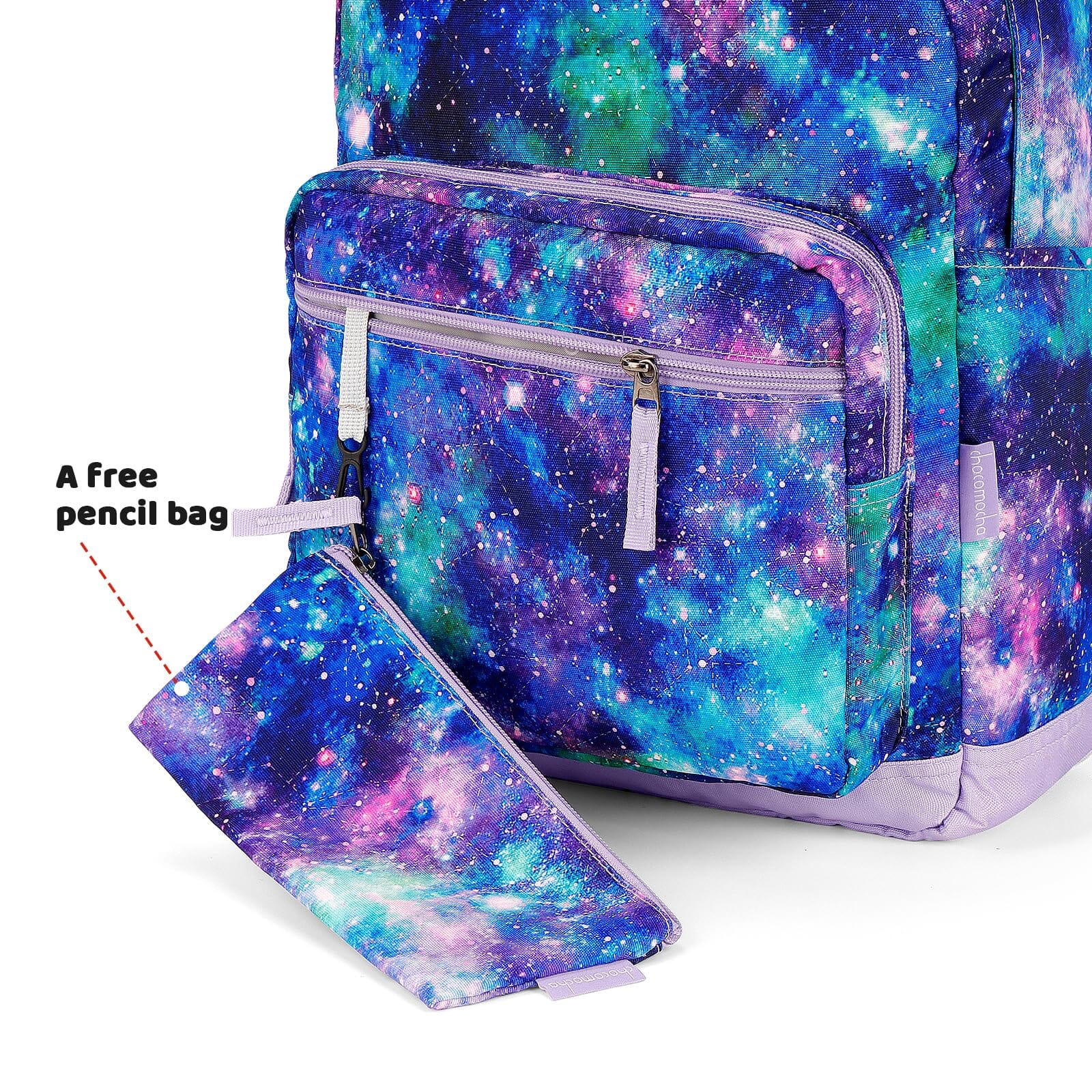 Choco Mocha Galaxy Backpack for Girls Travel School Backpack 17 Inch, Purple chocomochakids 