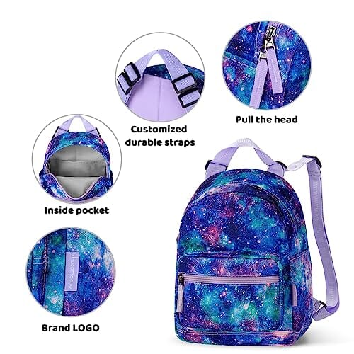 Choco Mocha Galaxy Small Backpack for Girls and Women Teen, Kids Mini Backpack Purse Cute Little Girls Backpack School Travel Bookbag, Purple chocomochakids 