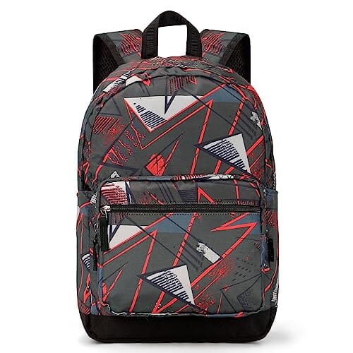 Choco Mocha Geometry Backpack for Boys Travel School Backpack 17 Inch, Black Red chocomochakids 