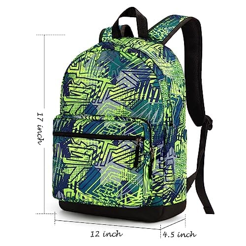 Choco Mocha Geometry Backpack for Boys Travel School Backpack 17 Inch, Yellow Green chocomochakids 