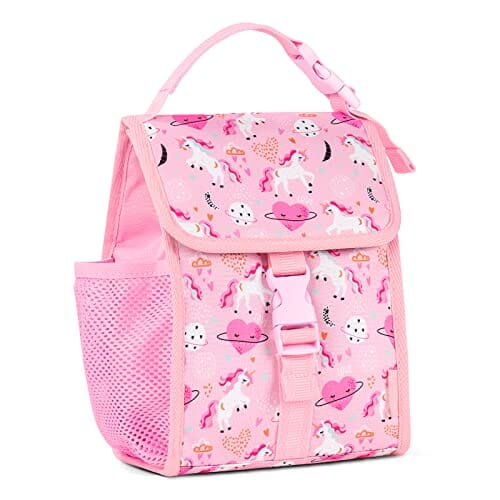 Choco Mocha Girls Lunch Box for Preschool Elementary Daycare, Reusable Insulated Girls Unicorn Lunch Bag with Water Bottle Holder for Kids Toddler Travel, Pink chocomochakids 