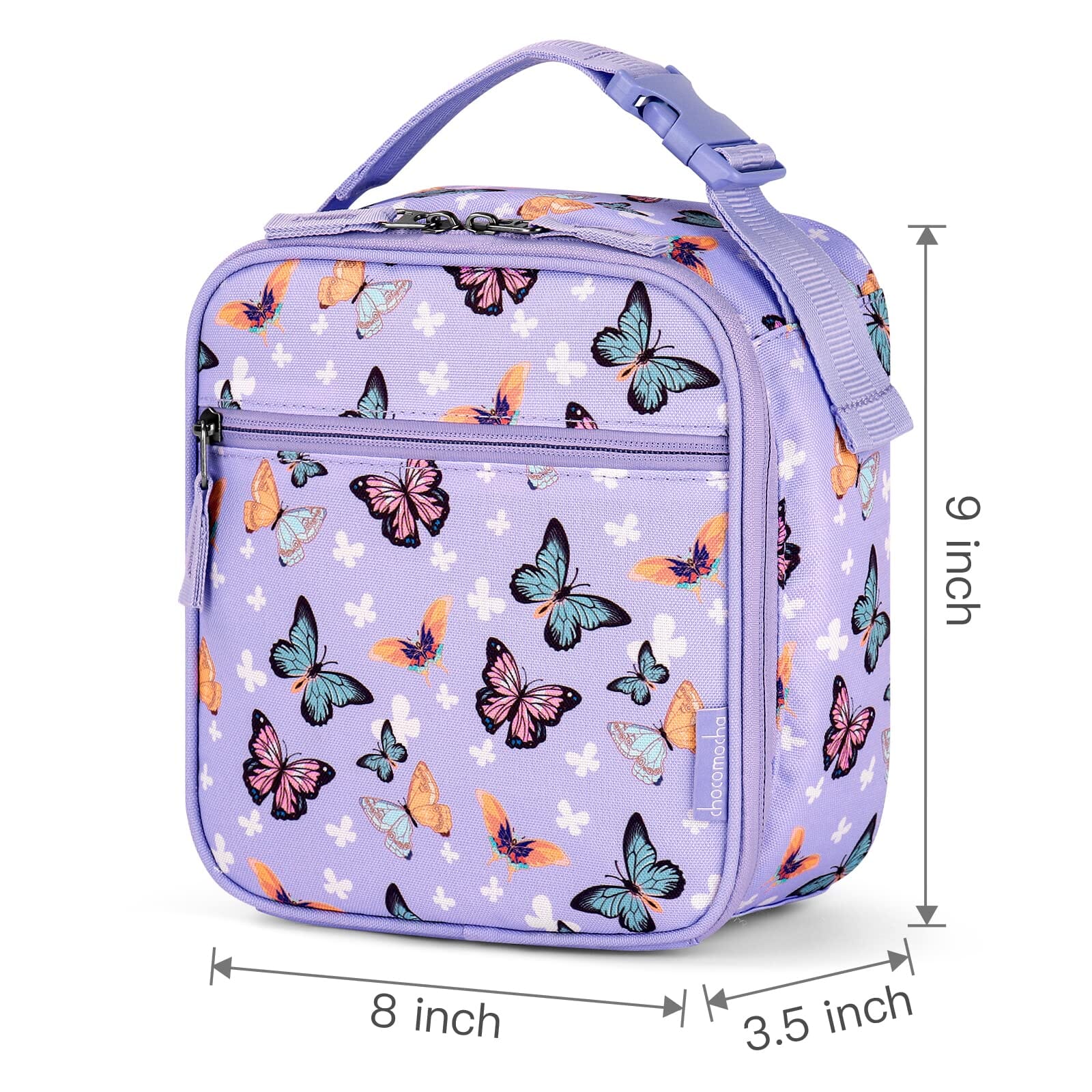 Choco Mocha Girls Lunch Box for School, Butterfly Lunch Bag for Kids, Purple chocomochakids 