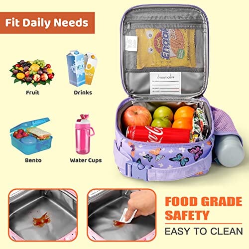 Choco Mocha Girls Lunch Box for School, Glitter Lunch Bag for Kids, Blue Purple chocomochakids 