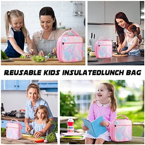 Choco Mocha Girls Lunch Box for School, Pink Marble Lunch Bag for Kids chocomochakids 
