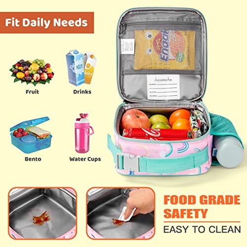 Choco Mocha Girls Lunch Box for School, Rainbow Lunch Bag for Kids, Pink chocomochakids 