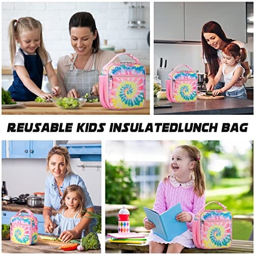 Choco Mocha Girls Lunch Box for School, Tie Dye Lunch Bag for Kids, Colorful chocomochakids 