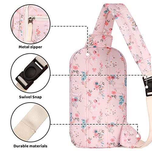 Choco Mocha Girls Sling Bag for Kids Travel Hiking Sling Bag for Teen Girls One Strap, Pink Floral chocomochakids 