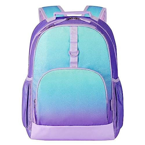 Choco Mocha Glitter Backpack for Girls Backpack Elementary School Backpack for Kids Backpacks for Girls 17 inch Backpack for Girls 2nd Grade Sparkle Bookbag School Bag 5-7 6-8 with Chest Strap Purple chocomochakids 