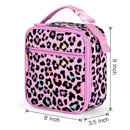Choco Mocha Hard Shell Girls Lunch Box for Kids, Pink Leopard Lunch Bag chocomochakids 