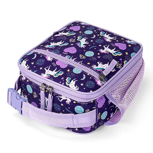 Choco Mocha Hard Shell Girls Lunch Box for Kids, Purple Unicorn Planet Lunch Bag chocomochakids 