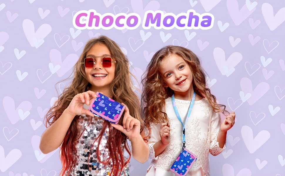 Choco Mocha Heart Kids Wallets for Girls Ages 5-7 6-8 9-12, Little Girls Velcro Wallets with Lanyard Gift Box, Christmas Gift for Kids Girls, Pink chocomochakids 