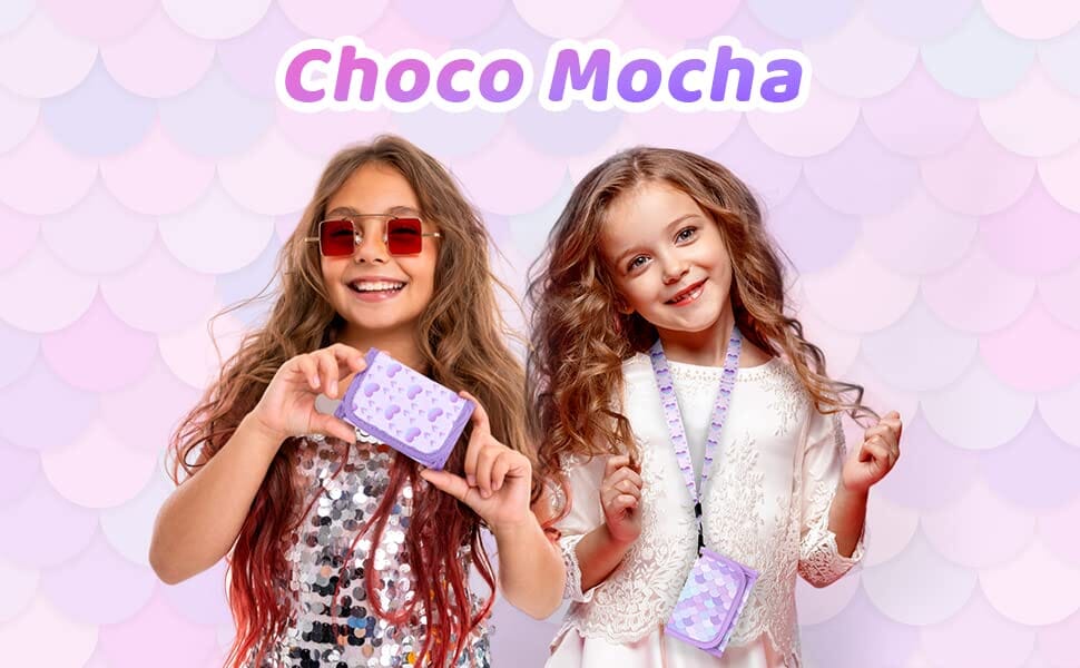 Choco Mocha Heart Kids Wallets for Girls Ages 5-7 6-8 9-12, Little Girls Velcro Wallets with Lanyard Gift Box, Christmas Gift for Kids Girls, Pink Purple chocomochakids 