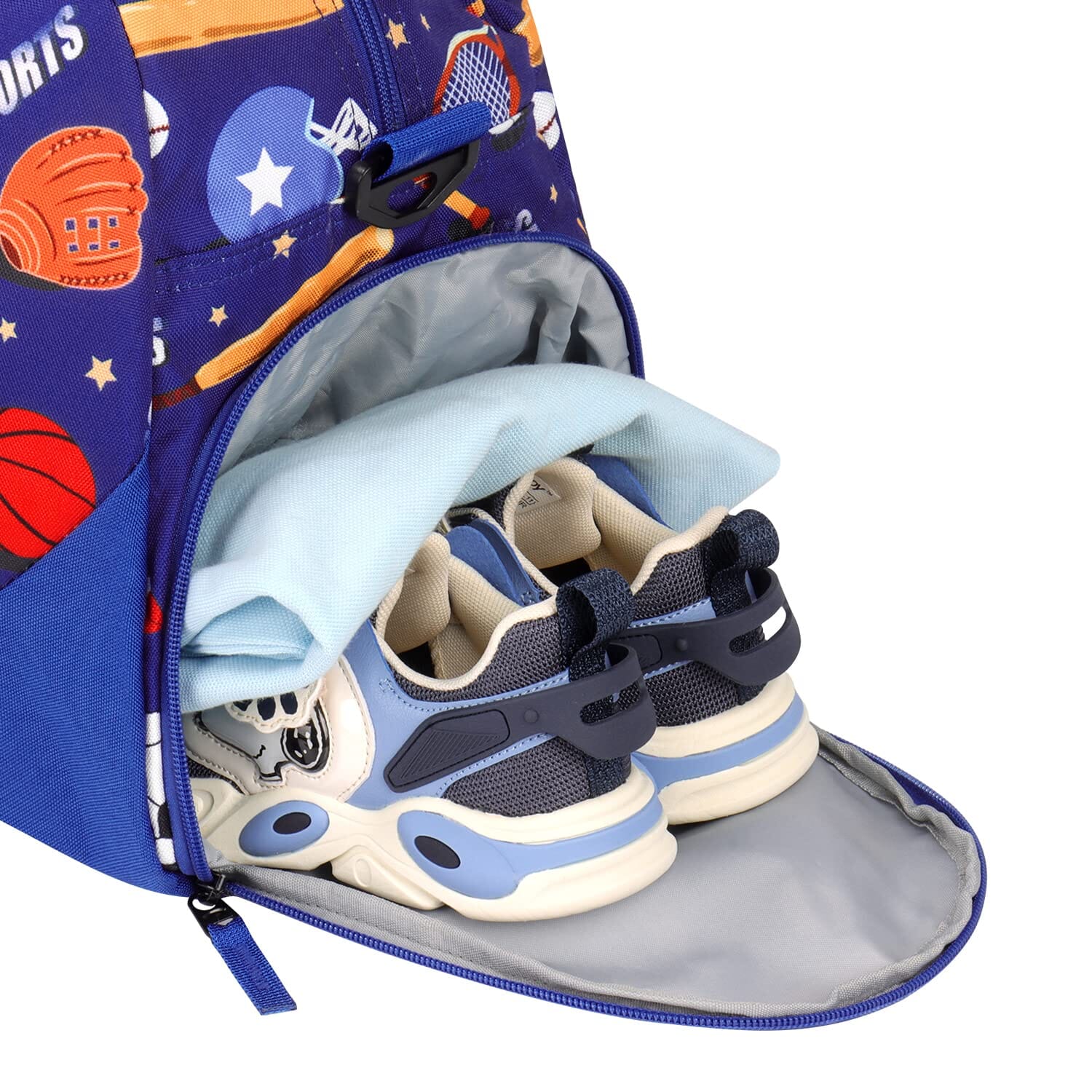 Choco Mocha Kids Baseball Duffle Bag for Boys, Blue Weekend Bag for Kids 20.08*9.06*10.63 inches chocomochakids 