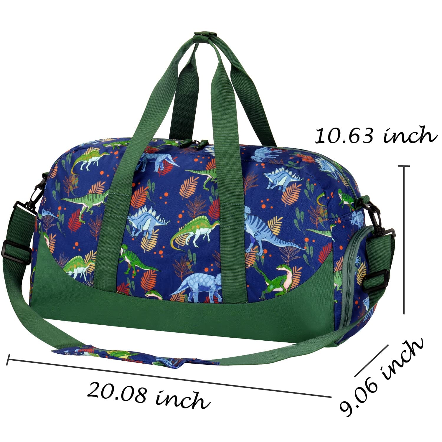 Choco Mocha Kids Dinosaur Duffle Bag for Boys, Blue-Green Weekend Bag for Kids 20.08*9.06*10.63 inches chocomochakids 