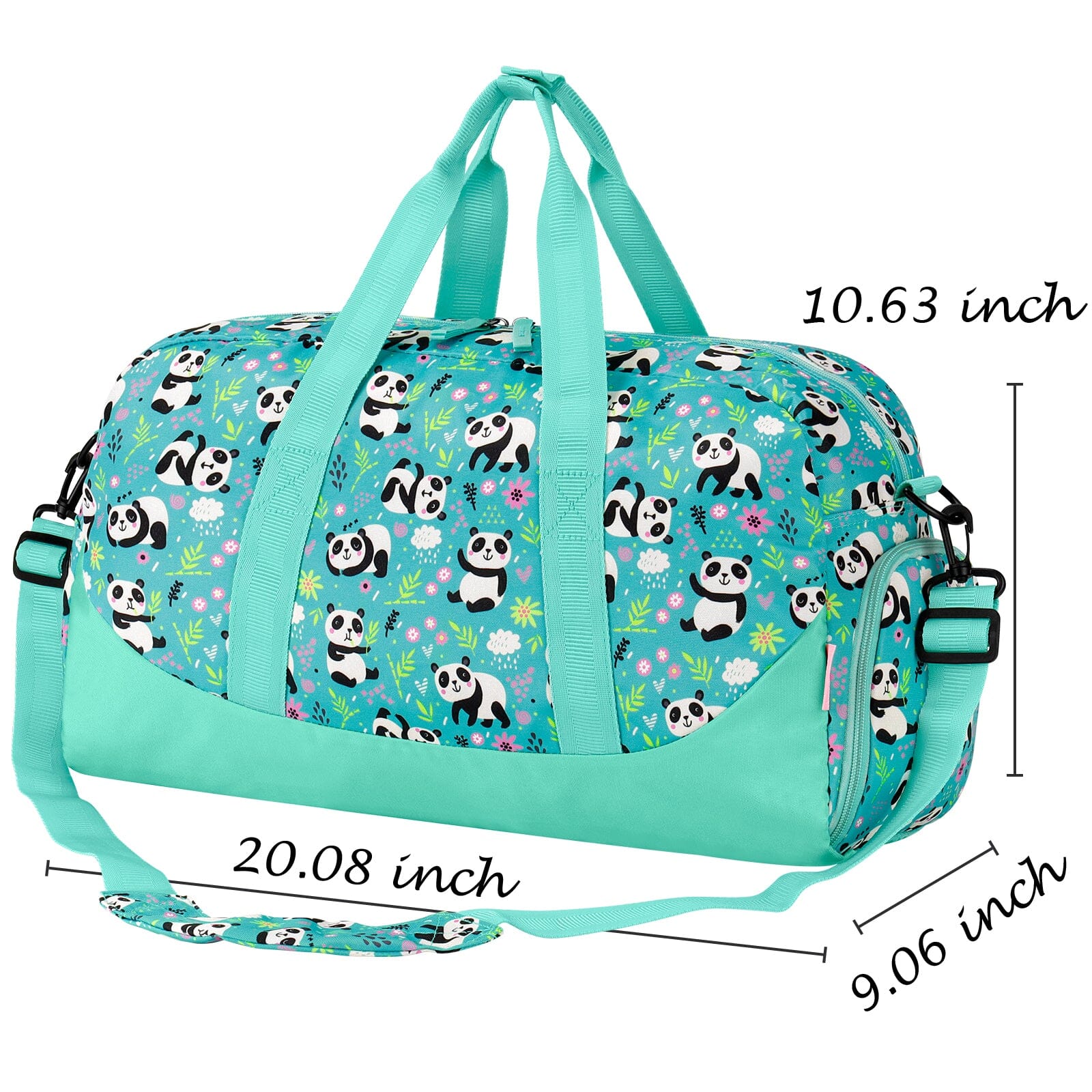 Choco Mocha Kids Green Duffle Bag for Girls, Kids Panda Travel Bag 20.08*9.06*10.63 Inches chocomochakids 
