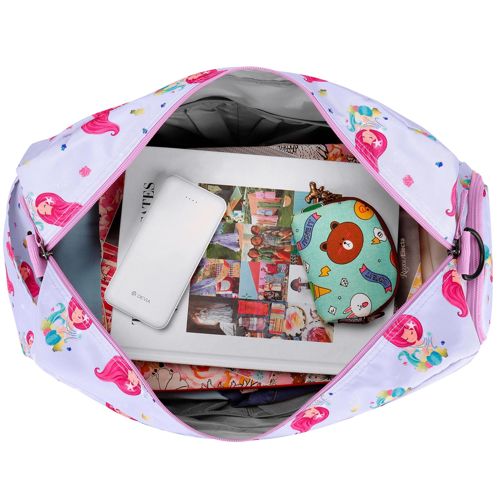 Choco Mocha Kids Pink Duffle Bag for Girls, Kids Mermaid Travel Bag 20.08*9.06*10.63 Inches chocomochakids 