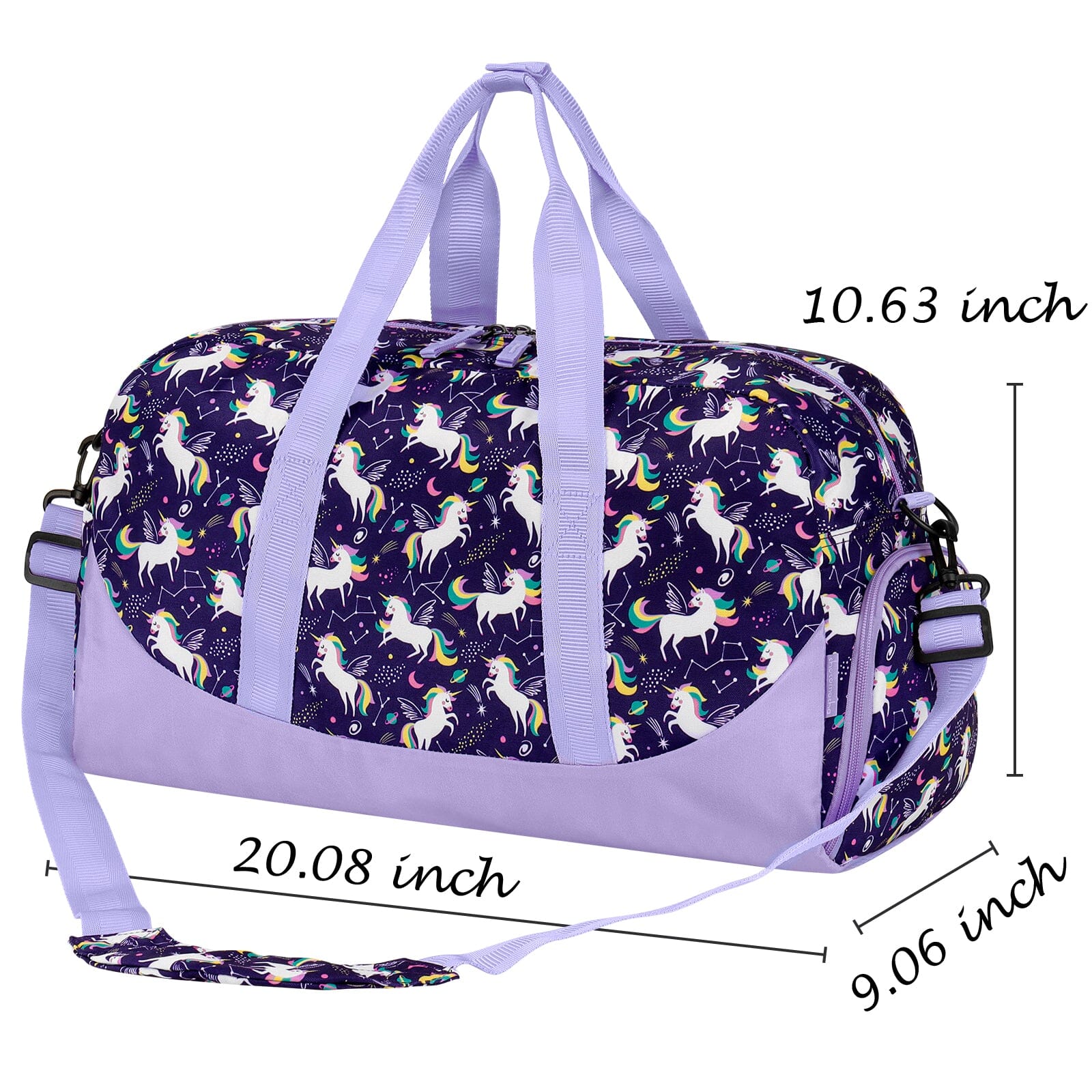 Choco Mocha Kids Purple Duffle Bag for Girls, Kids Unicorn Travel Bag 20.08*9.06*10.63 Inches chocomochakids 