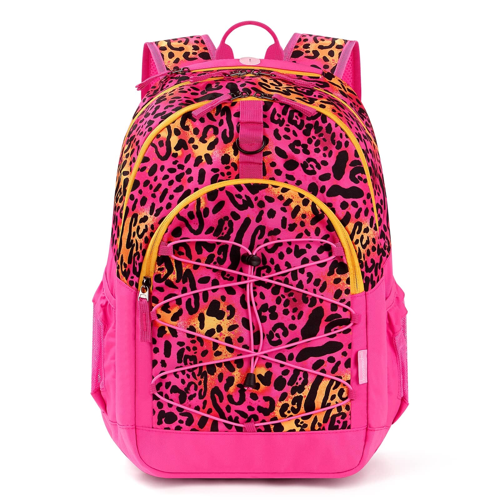 Choco Mocha Leopard Backpack for Teen Girls, Travel School Backpack for Girls Middle School Large Bookbag 18 Inch, Cheetah Hot Pink chocomochakids 