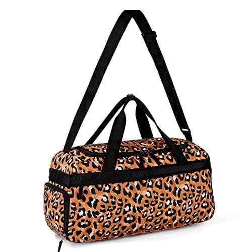 Choco Mocha Leopard Girls Duffle Bag for Teen, Travel Overnight Bag for Kids Weekender Duffel, Brown chocomochakids 