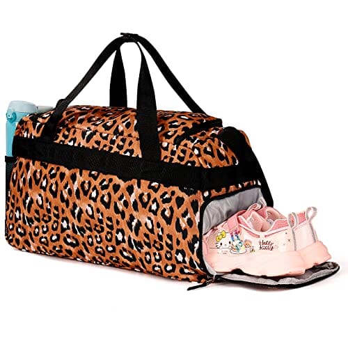 Choco Mocha Leopard Girls Duffle Bag for Teen, Travel Overnight Bag for Kids Weekender Duffel, Brown chocomochakids 