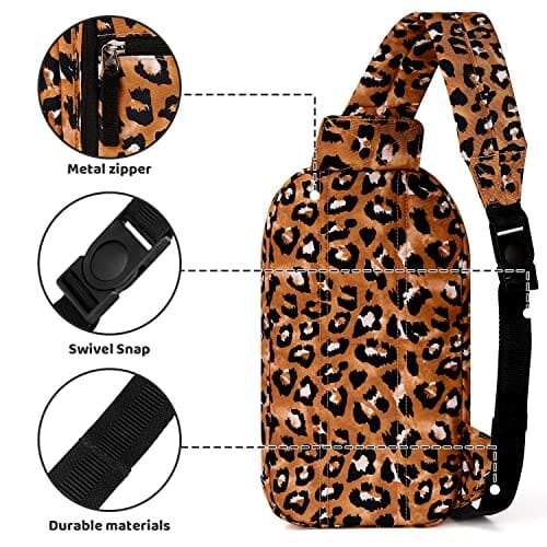 Choco Mocha Leopard Girls Sling Bag for Kids Travel Hiking Sling Bag for Teen Girls One Strap, Brown chocomochakids 