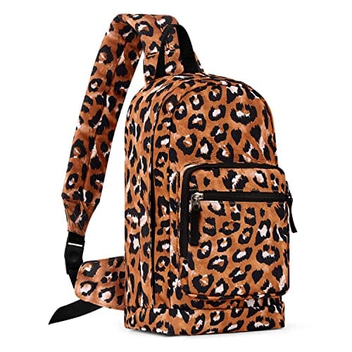 Choco Mocha Leopard Girls Sling Bag for Kids Travel Hiking Sling Bag for Teen Girls One Strap, Brown chocomochakids 