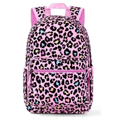 Choco Mocha Leopard Kids Backpack for Girls Travel School Backpack 17 Inch, Pink chocomochakids 