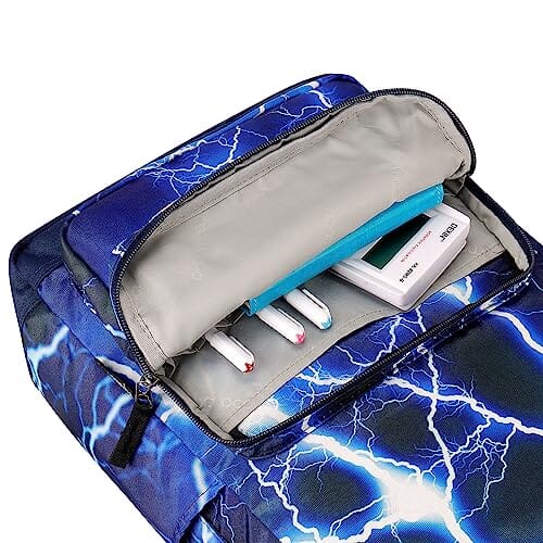 Choco Mocha Lightning Backpack for Boys Travel School Backpack 17 Inch, Blue chocomochakids 