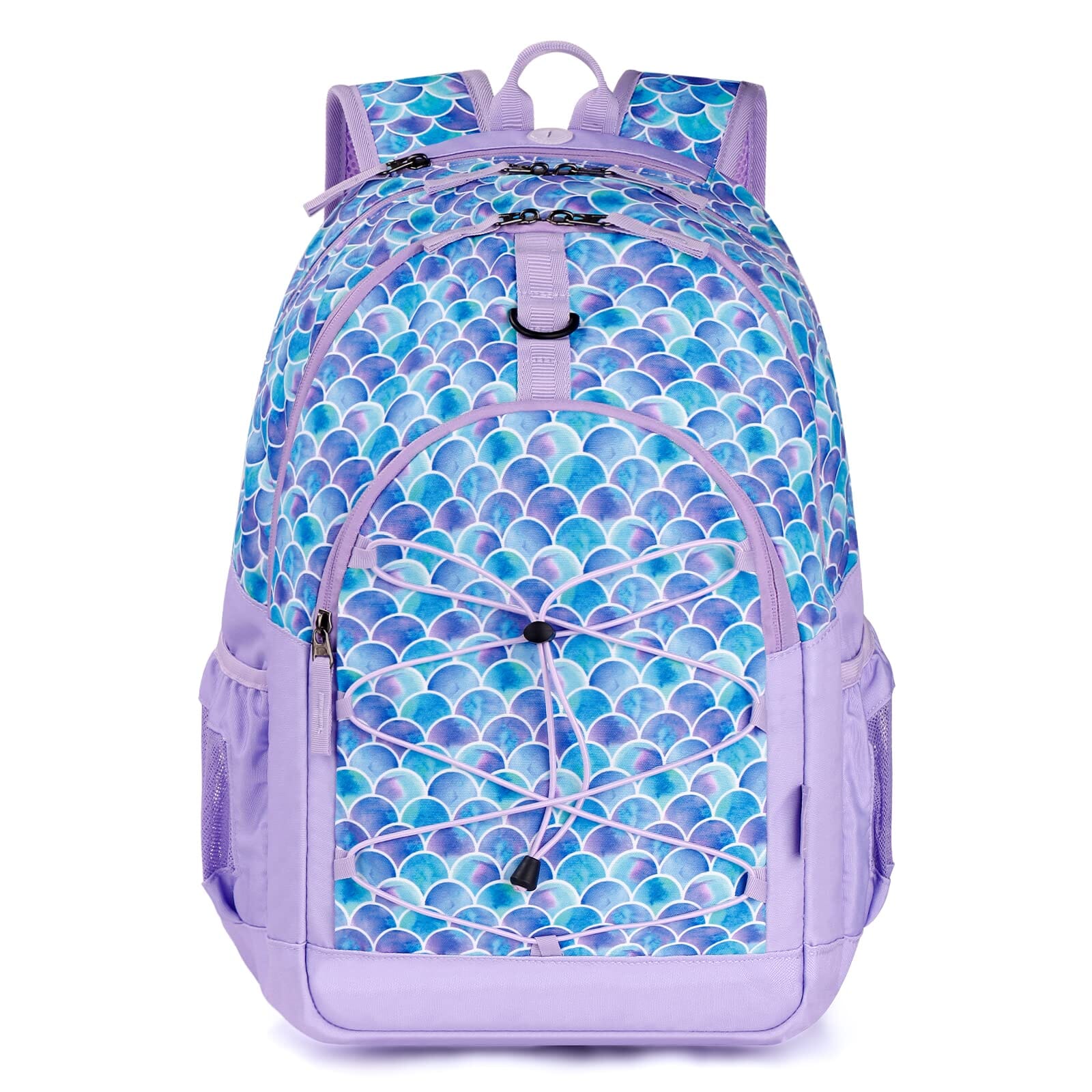 Choco Mocha Mermaid Backpack for Teen Girls, Travel School Backpack for Kids Middle School Large Bookbag 18 Inch, Purple chocomochakids 