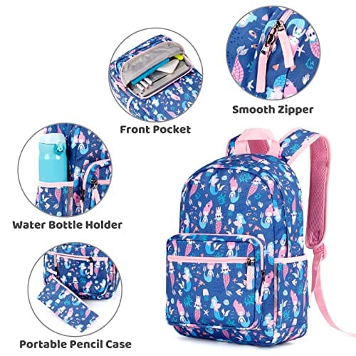Choco Mocha Mermaid Kids Backpack for Girls Travel School Backpack 17 Inch, Navy chocomochakids 